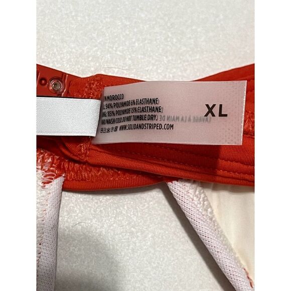 Solid & Striped The Morgan  Scoop Neck Bikini Top In Lipstick‎ Red Gingham XL - Picture 3 of 11